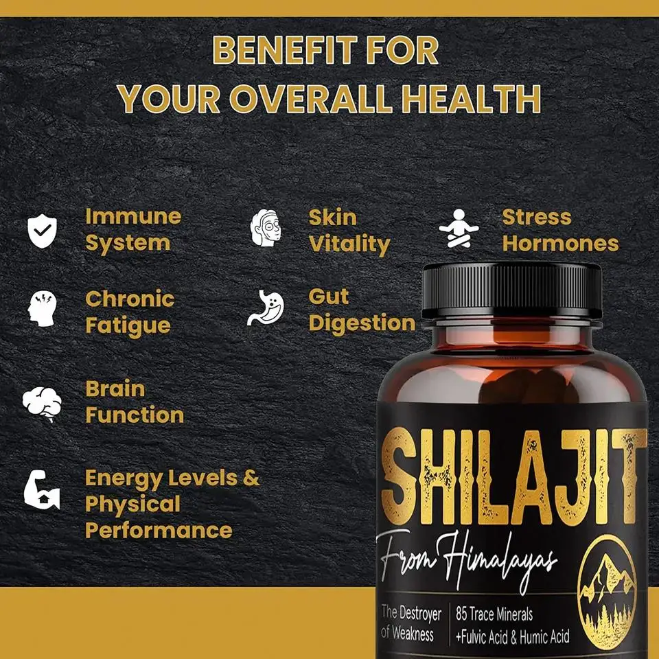 himalayan Shilajit tablet rich in humic acid and 85 minerals enhance male strength Shilajit capsule