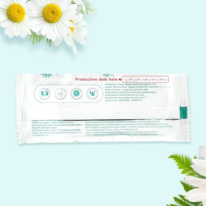 Individually Wrapped Skin Friendly Chamomile Extract Health Care Feminine Hygiene Wipes