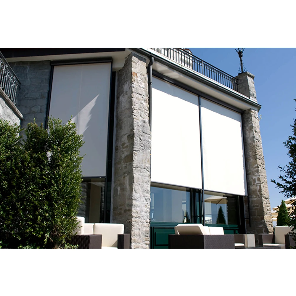 Patio Ziptrack Outdoor Automatic Blinds Awning Balcony Window Shade Windproof Tubular Motor Outdoor Motorized Roller Blinds