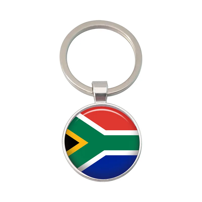 OEM Customized Logo Printing Country Flag Keychain South Africa Flag Keychain Metal Custom Keychain  for Promotional
