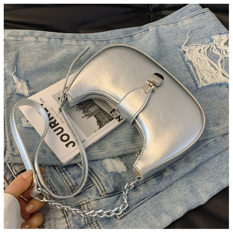 Small half moon shoulder bag Mini Handbag for young ladies