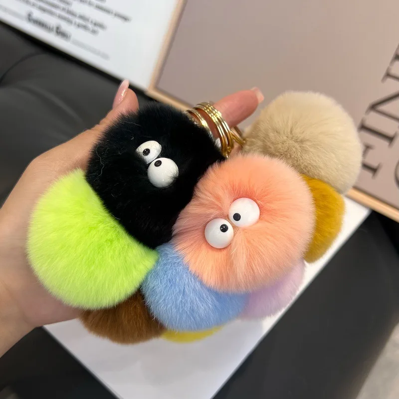 Soft Pom Pom Keychain Light Keychain with Plush Material Metal PVC Plastic Zinc Alloy Featuring a Stylish Design