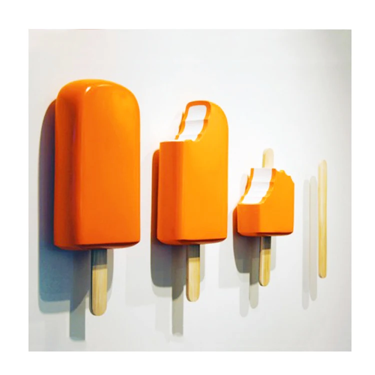 Indoor decoration fiberglass ice cream sculpture abstract resin ice cream statue for the wall decoration