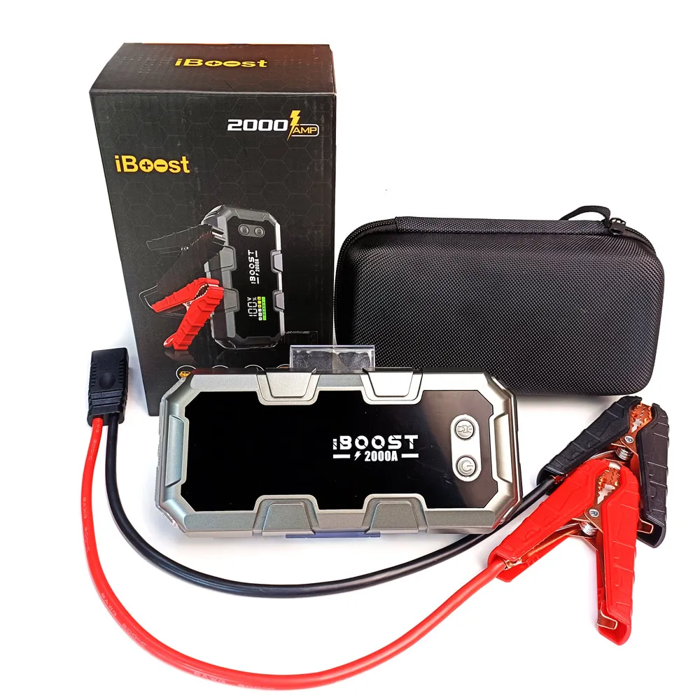Portable Auto Emergency Quick Start 2000a Pack Starting A Car Boost Jumper Box Cable Lithium Battery Booster Jump Starter 12v