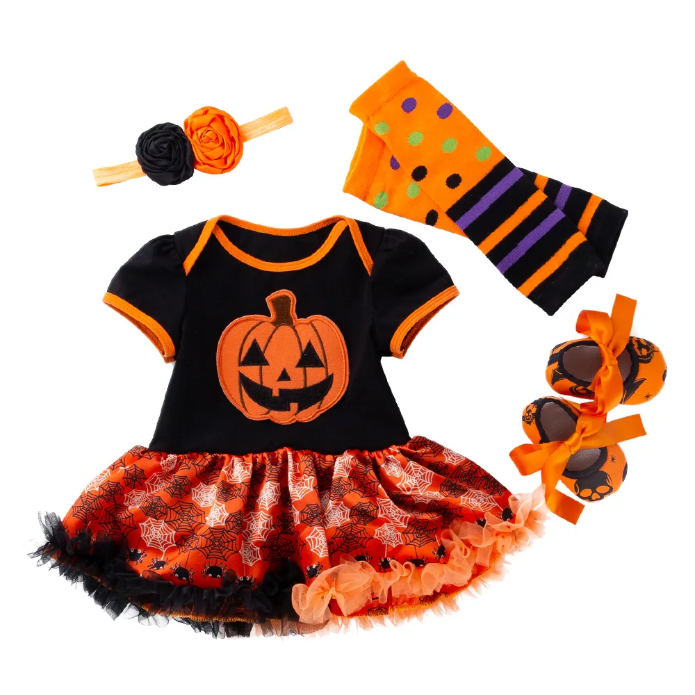 4 pcs newborn romper dress set baby clothes baby girl halloween costumes