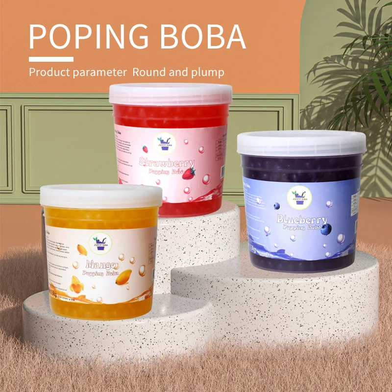 Bubble Tea Wholesale  Popping Bursting Boba Juice Ball Blueberry Flavor Boba Milk Tea Shop Supplier