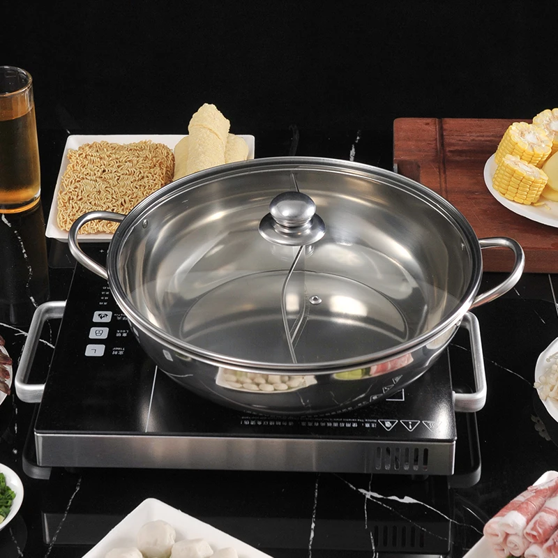 Металлическая суповая кастрюля для ресторана, кастрюля из нержавеющей стали, кастрюля с 2 отделениями, кастрюля с разделителем и бесплатным подарком