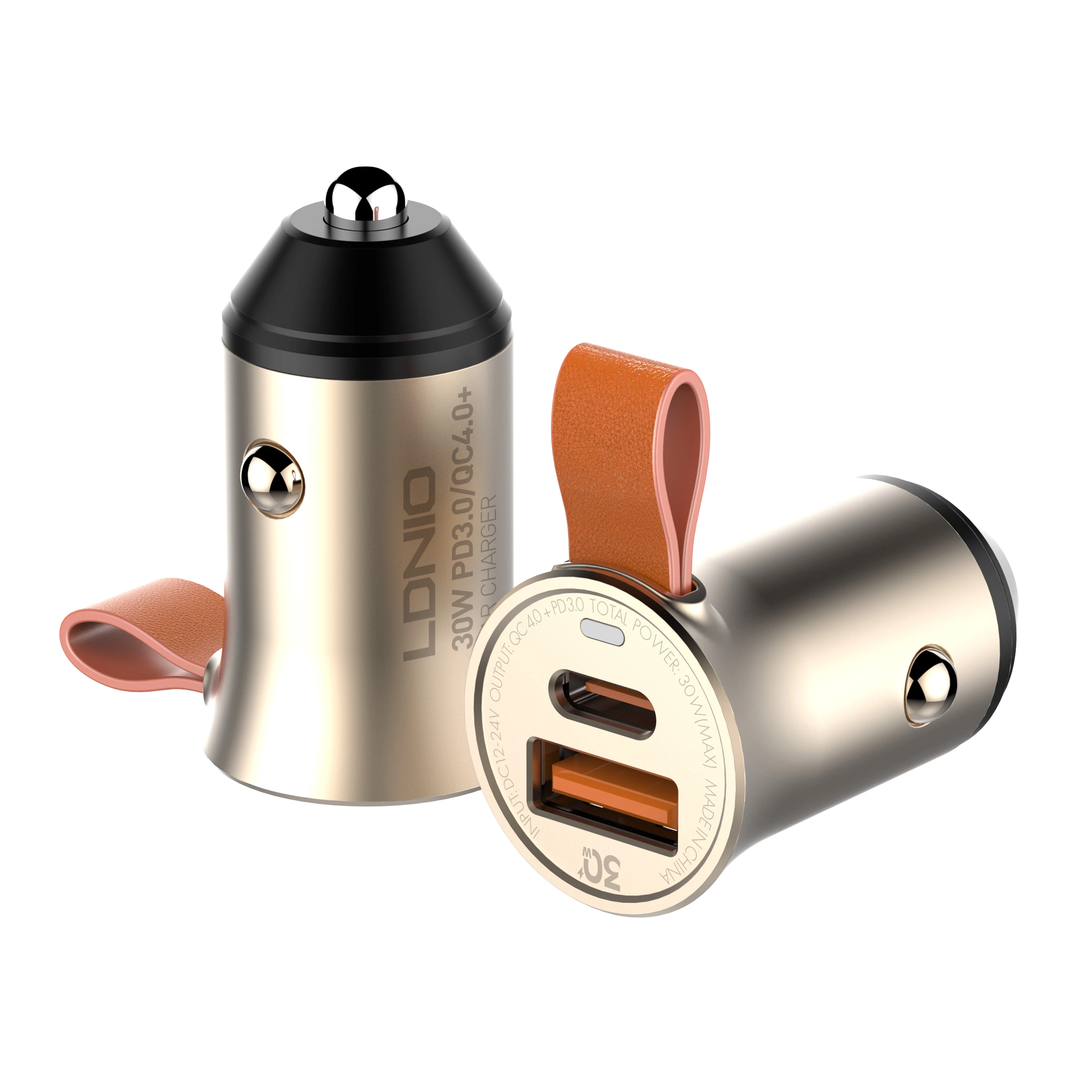LDNIO C509Q Fast charging car charger mobile electric USB-C PD QC4+ fast electric mini car battery charger with micro data cable