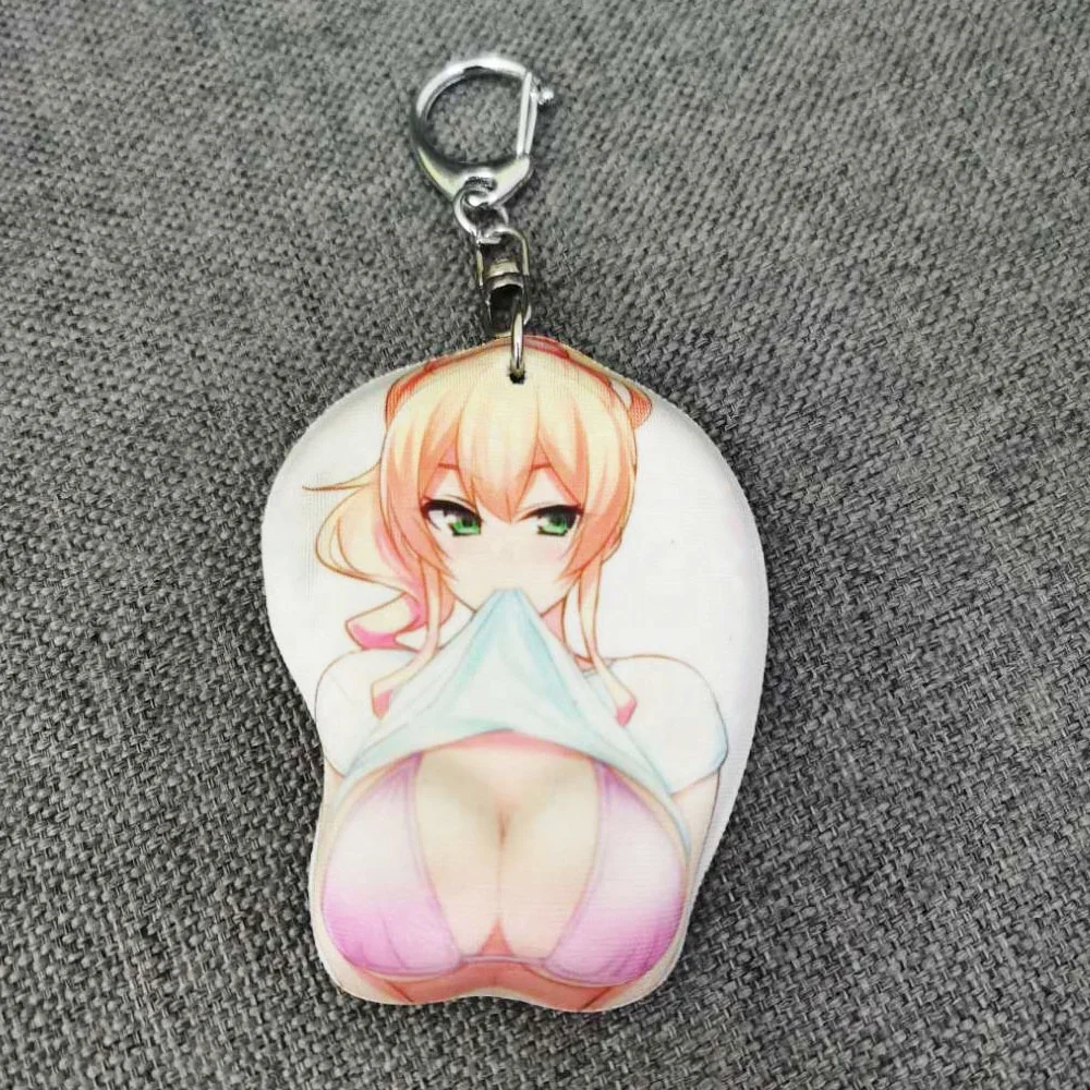 Custom Wholesale anime mousepad key chain 3d mini oppai mousepad keychain