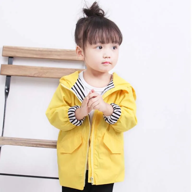 Baby Boy Girl Duck Rain Jacket Cute Cartoon Yellow Raincoat Hoodie Kids Zipper Coat Fall Winter Outwear School Outfits Rainwear