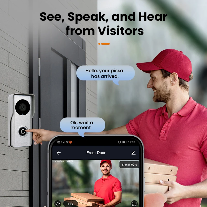 Smart ring video doorbell Tuya wifi AHD intercom system support tuya smart life unlock/monitor/intercom for home security
