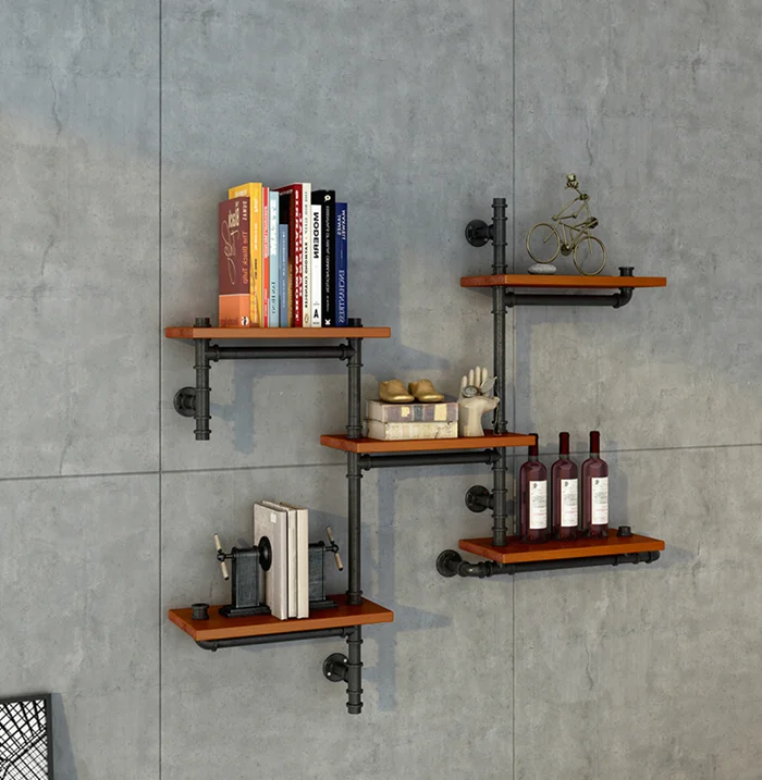 industrial shelving pipe shelf 3-tier black color pipe fitting wall shelf bracket pipe bracket in china