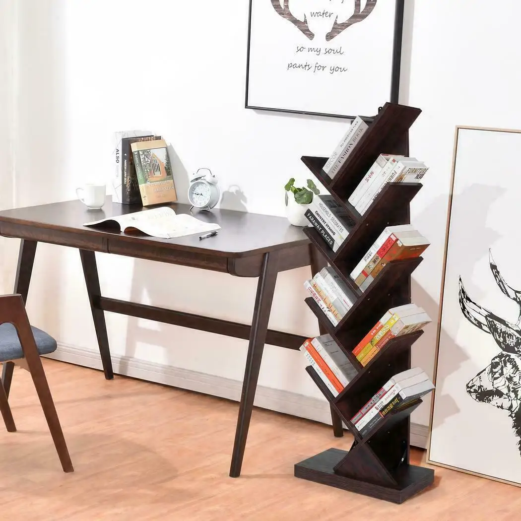 Vintage Unique Tall Toddler Storage Book Rack Diy Wall Mount Office Bookshelf Folding Rustic Wood Bookcase Book Shelf Tree Shape