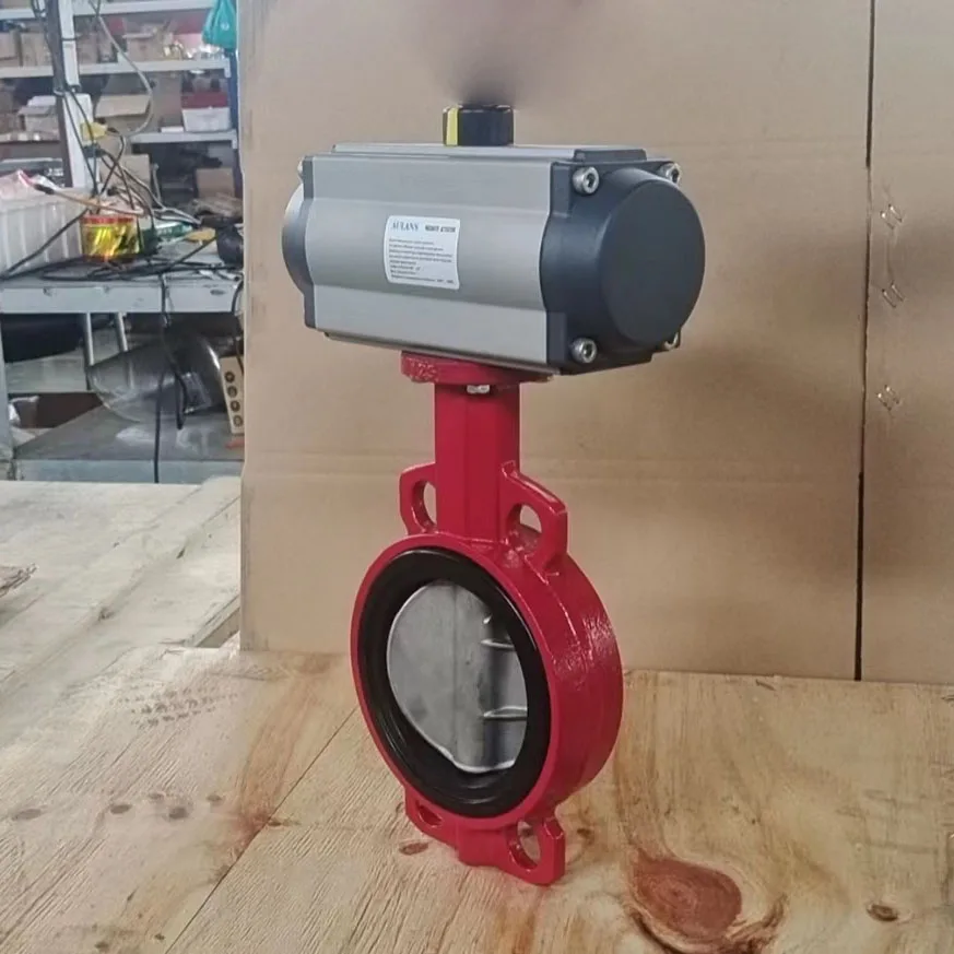 DN50 DN100 2 inch 150LB PN16 Wafer Type Pneumatic Actuators Control Butterfly Valve