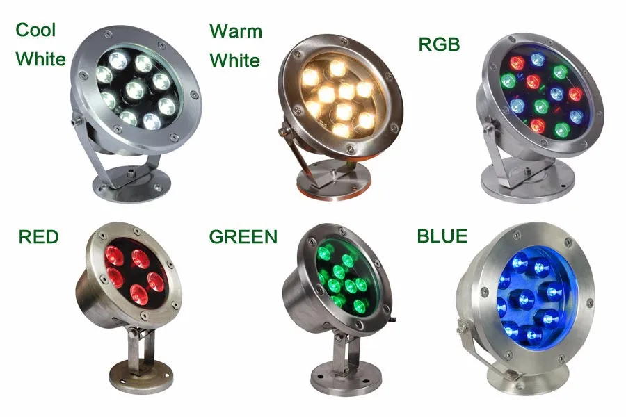  6 Вт/12 Вт/18 Вт/24 Вт/30 Вт/36 Вт Красный Зеленый Синий IP68 LED подводный аквариум бассейн RGB точечная лампа 12 В AC