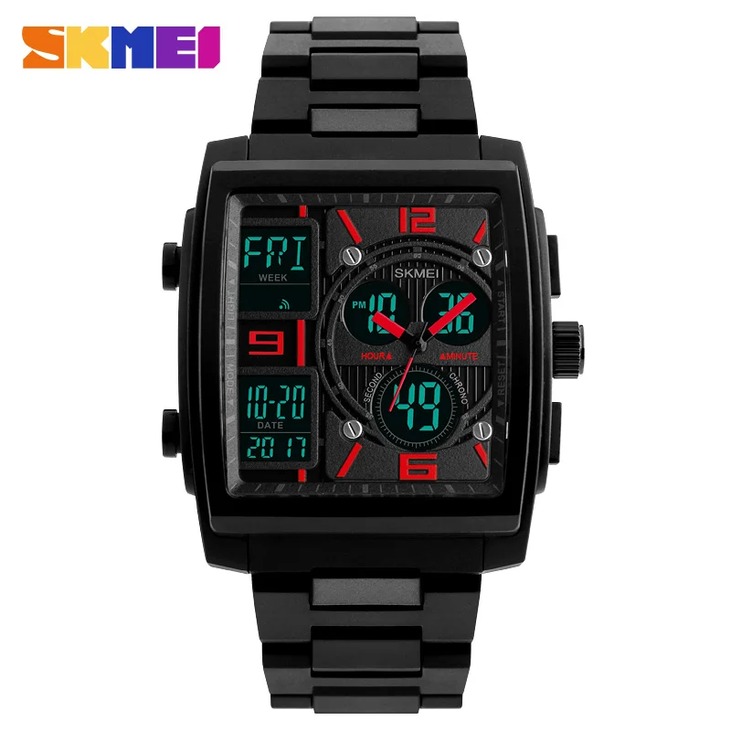 5atm water resistant dual time square watch mens fashion watch Skmei 1274