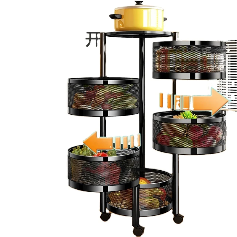 Basket Vegetable Fruit Pots Snacks Storing Kitchen With Drawers Mobile Storage Organiser Trolley