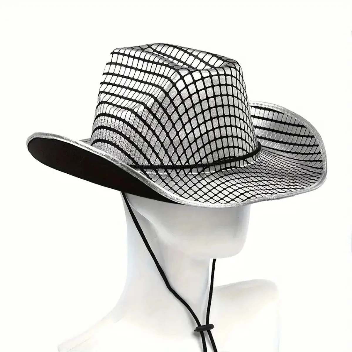 Western cowboy hat gold and silver mesh Panamanian hat stylish lightweight rolled fedora cowboy hat For ladies and men