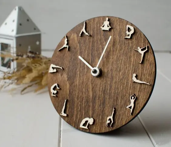 Wall Decor Gift Yoga Align Yourself Spiritual decorative Modern Wall Clock Yoga Wooden desk table Wall Clock