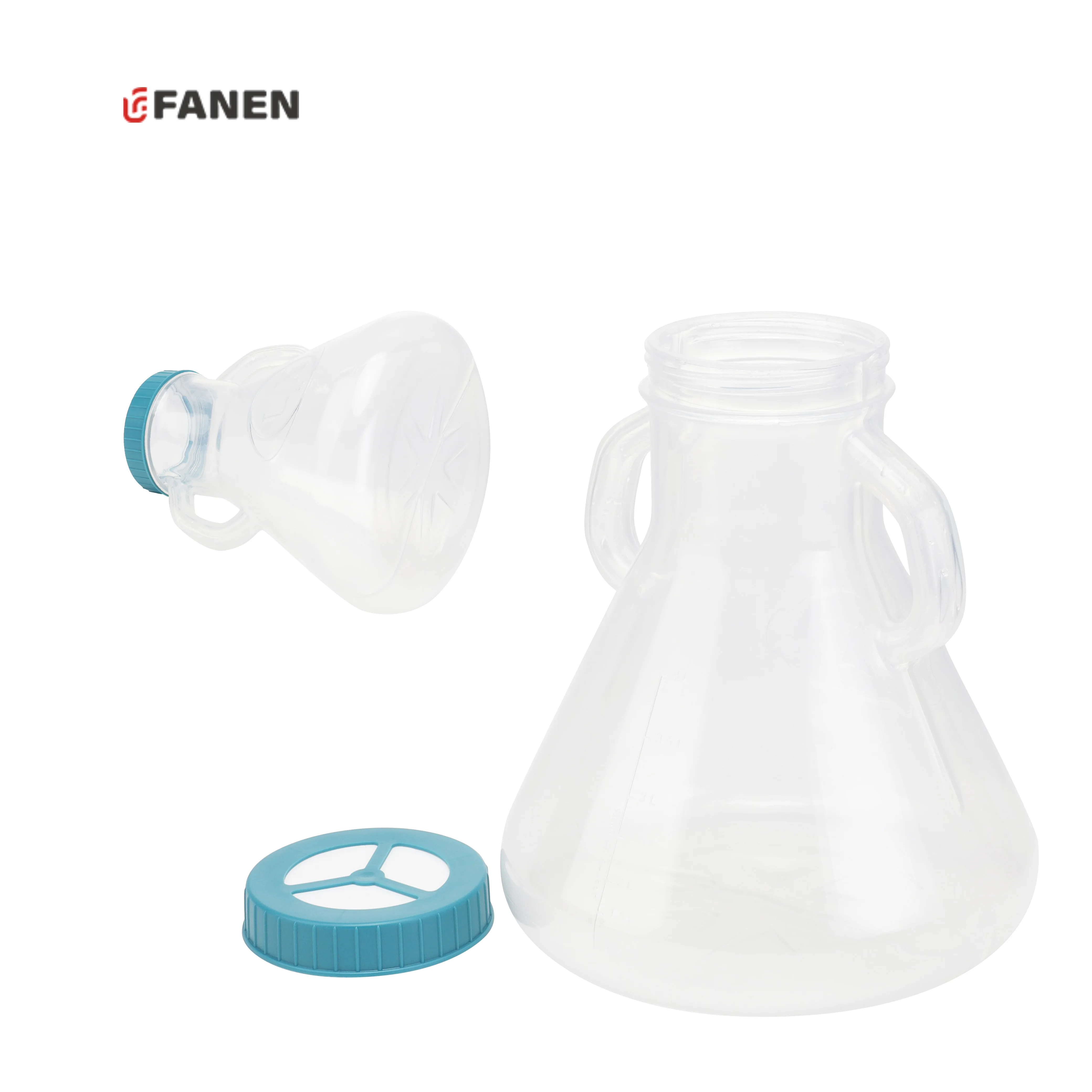 Fanen Lab 5000ml Flat Bottom Shake Flask with Screw Breathing Cap Plastic Transparent Erlenmeyer Cell Culture Flask
