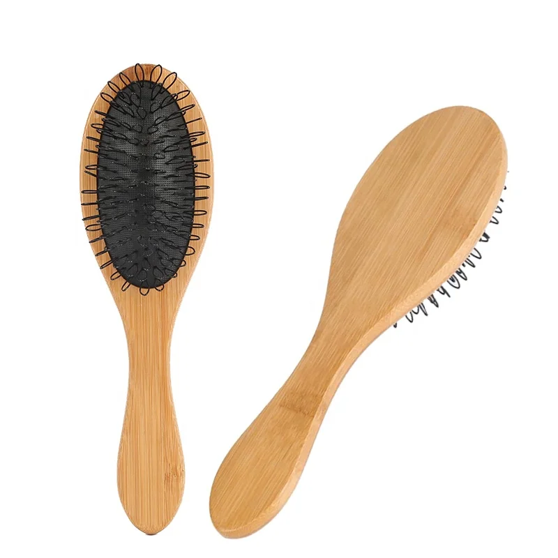 Hot selling custom logo natural bamboo paddle hair extension tool wig loop hair brush
