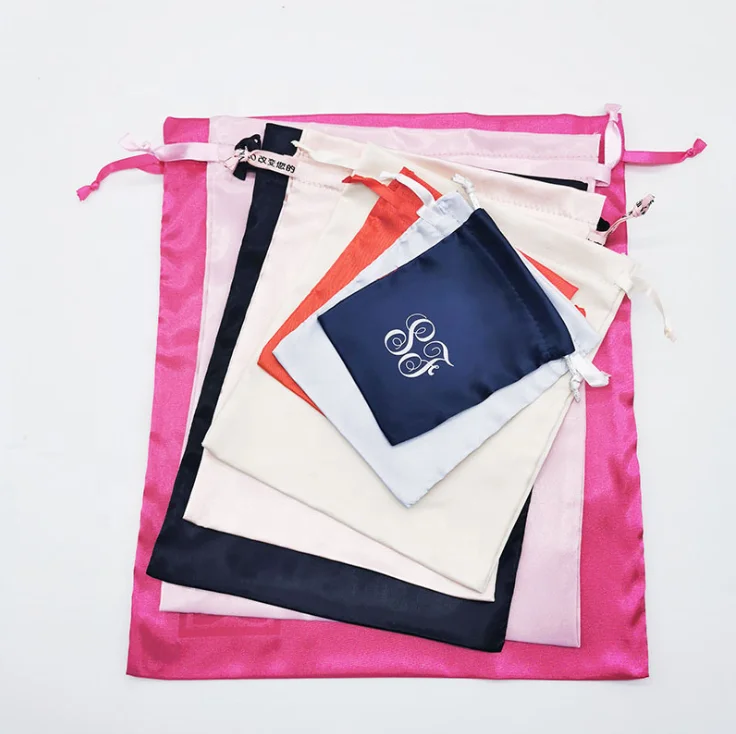 Large Capacity Cosmetic Polyester Satin Drawstring Makeup Bag