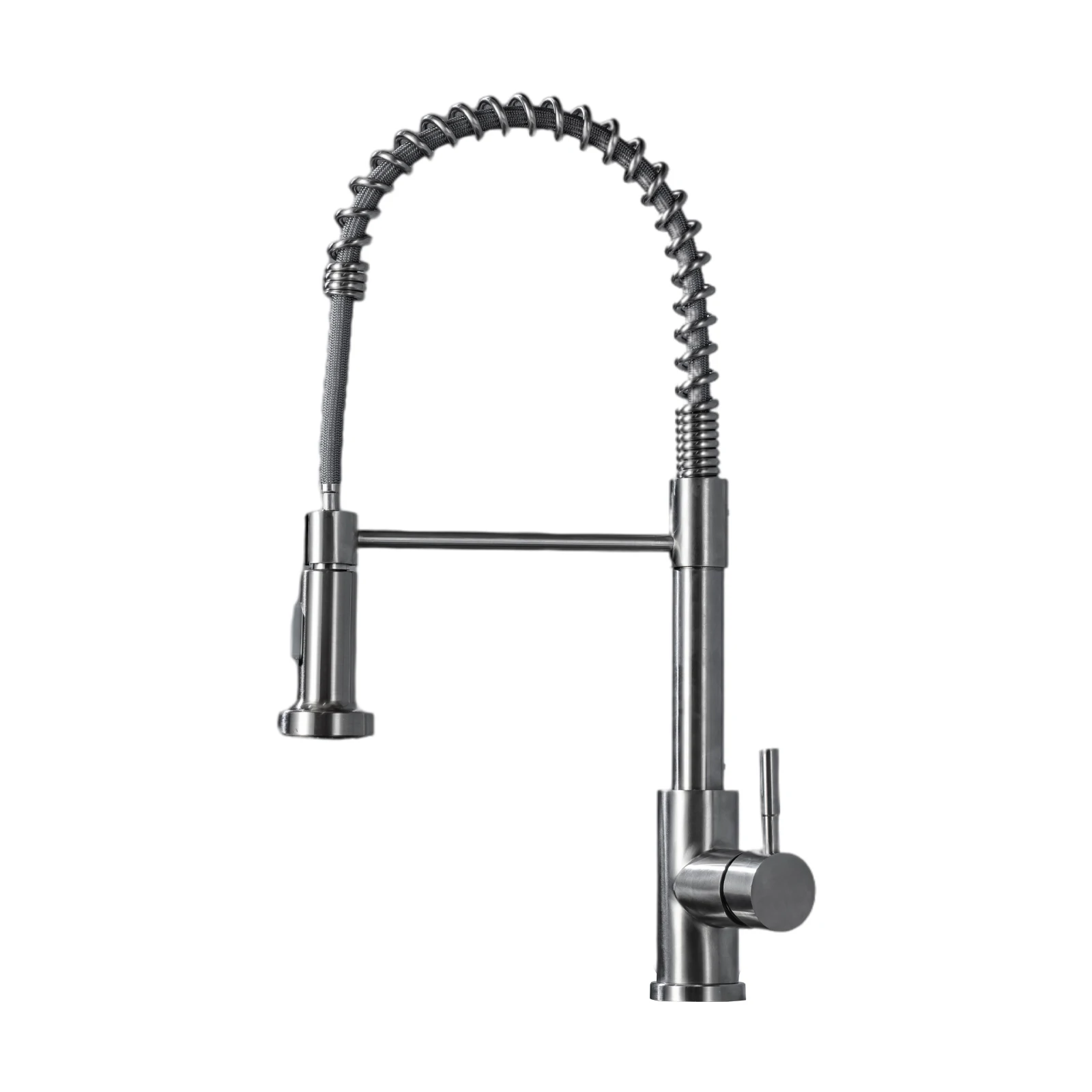 
China Factory Contemporary Deck Mounted Commercial Pull Down Spring Kitchen Faucet 