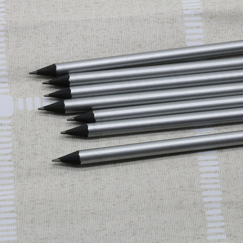 Custom Black Wood Silver Paint HB Pencils Promotional Pencil Without Eraser Metallic Color Body Black Wooden Pencils