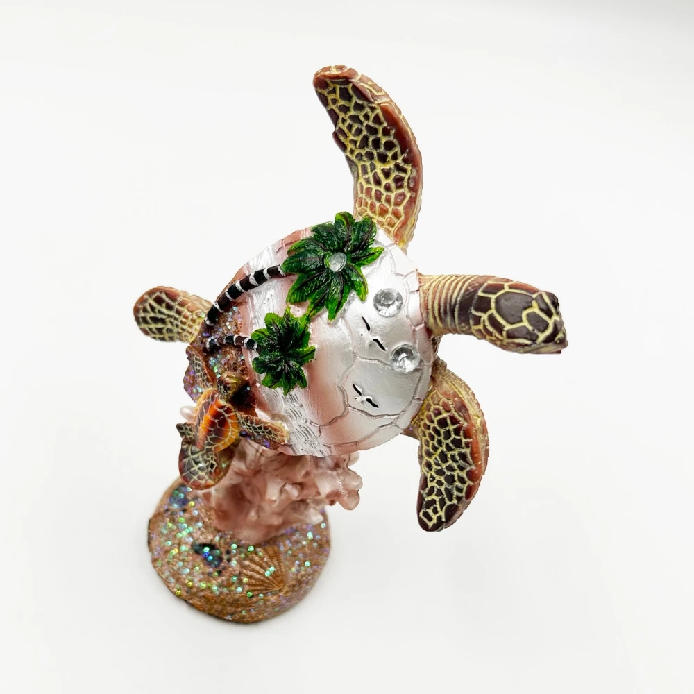 Customized LOGO Resin Crafts Beach Turtle Decoration Creative Tourism Souvenir Coral Mother Child Turtle Sculpture