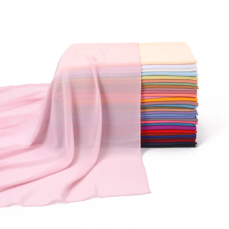 Hijab 150*150 cm Plain Square Scarf Dubai Muslim High Quality Heavy Bubble Chiffon Hijab Wholesale