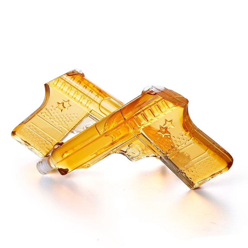 novel design drinking glass liquor bottle Pistol Gun glass wine decanter