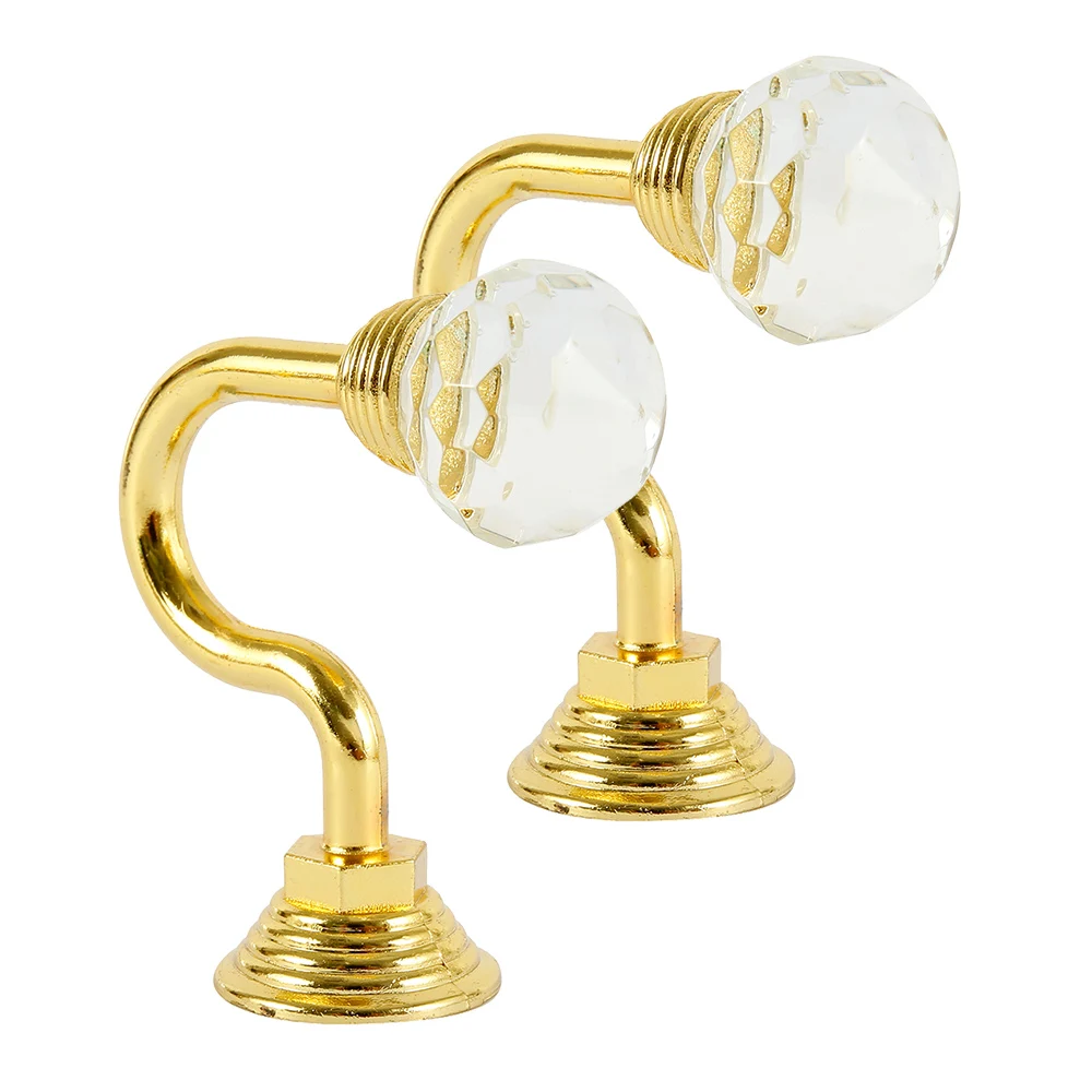 2pcs Retro Crystal Glass Curtain Holdback Hooks Wall Curtain Accessories Hanger metal hook