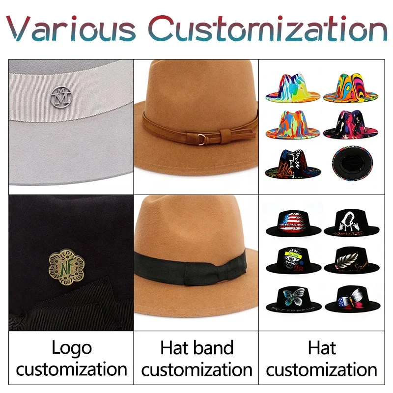 Top 100% Wool Felt Fashion Hats With Band Wholesale Vintage Custom Handmade For Women Ladies Ribbon Fedora Hat