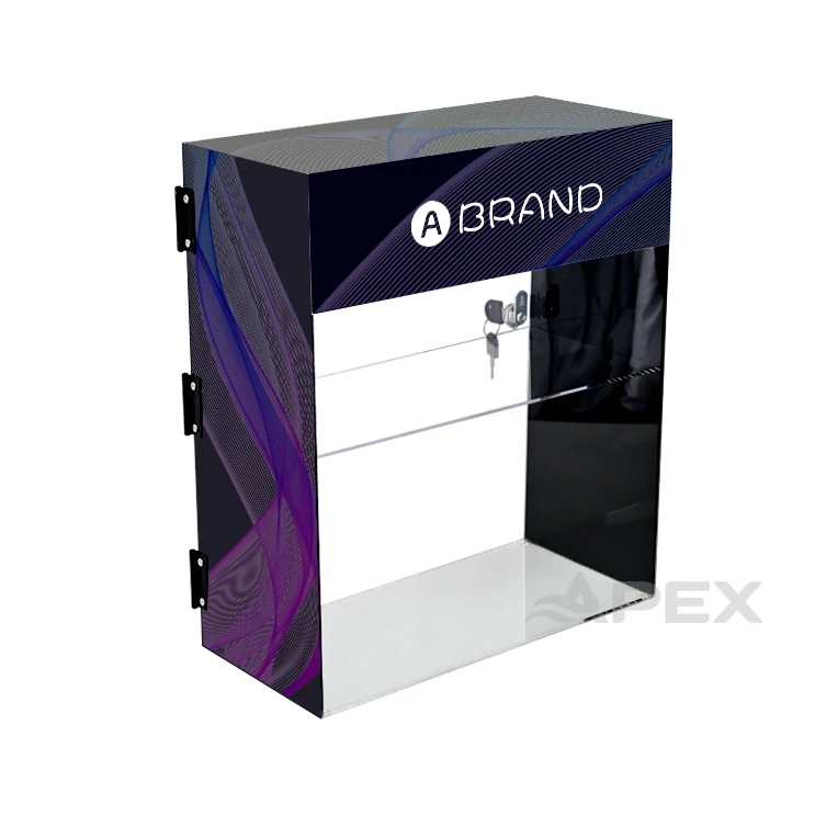 APEX Customize Clear 2 Tiers Acrylic Display Case With Lock And Key