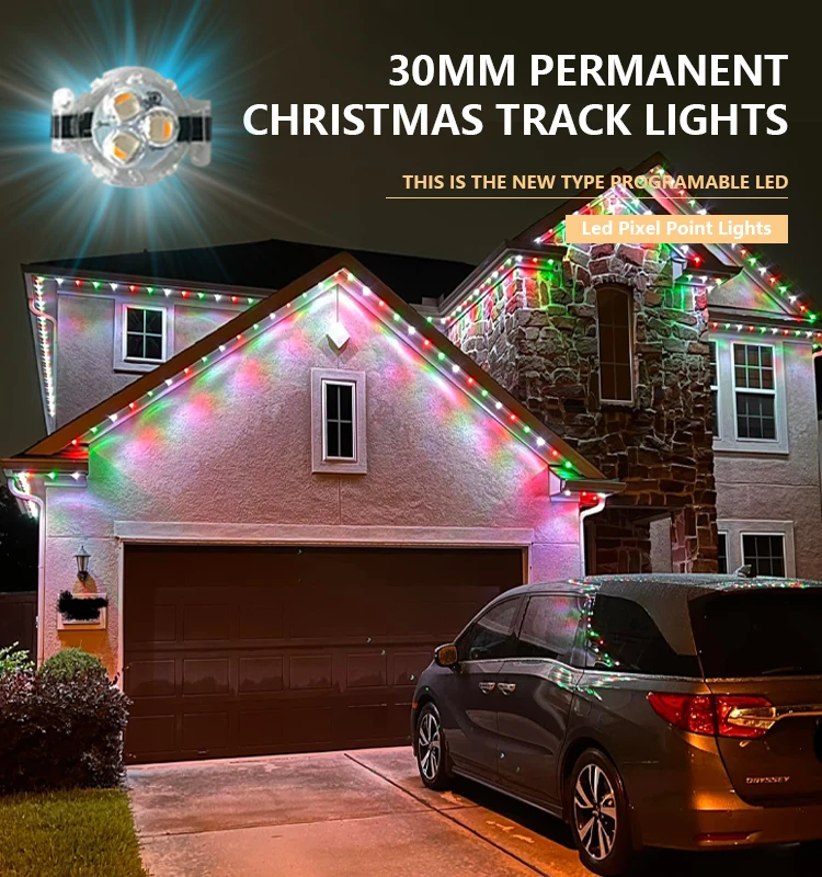 Holiday LED Pixel Point Light  DC12V/24V 5050 RGBW Chasing Light Round 30mm Smart Christmas Permanent Residential Light