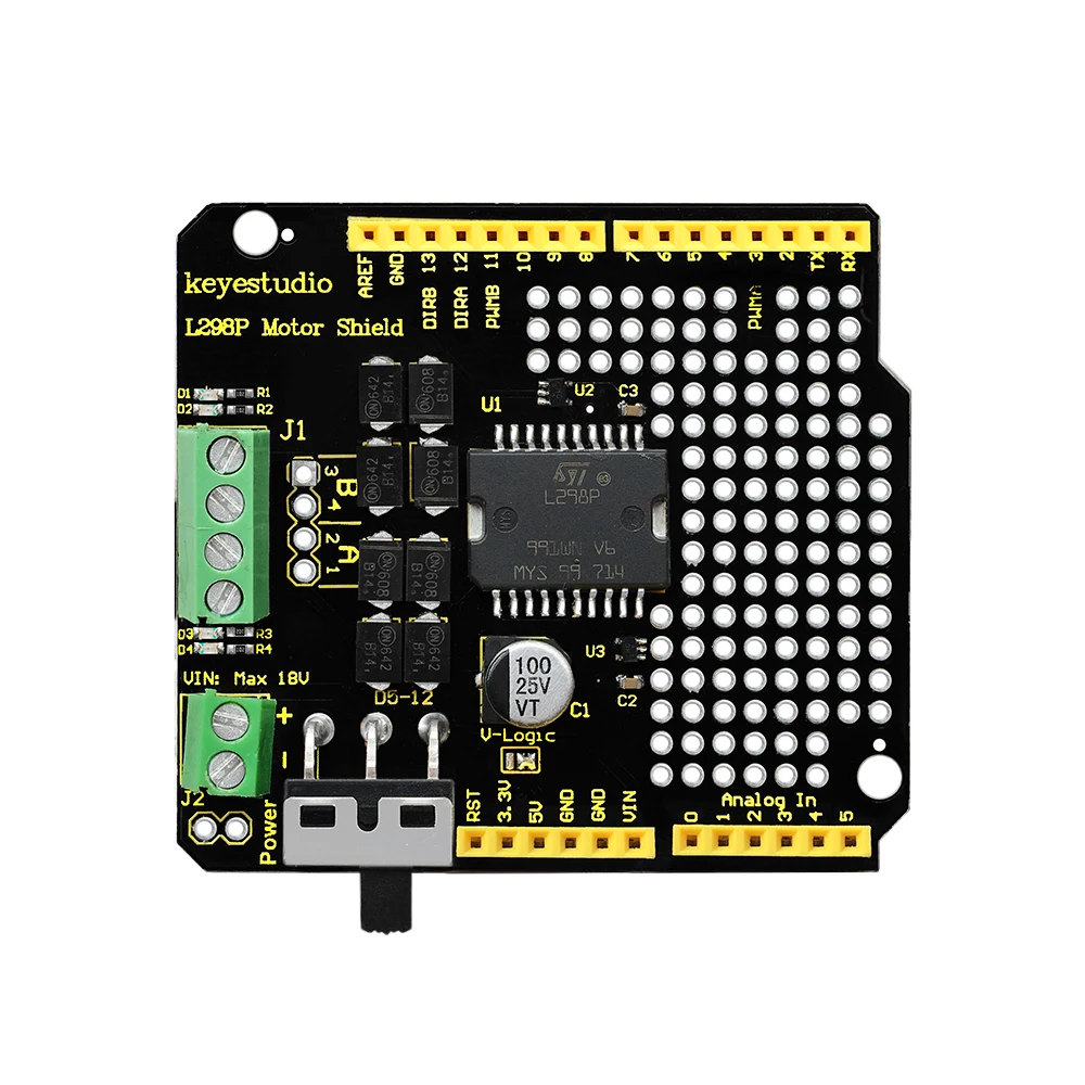 Экран Keyestudio L298P с модулем выключателя питания для Arduino
