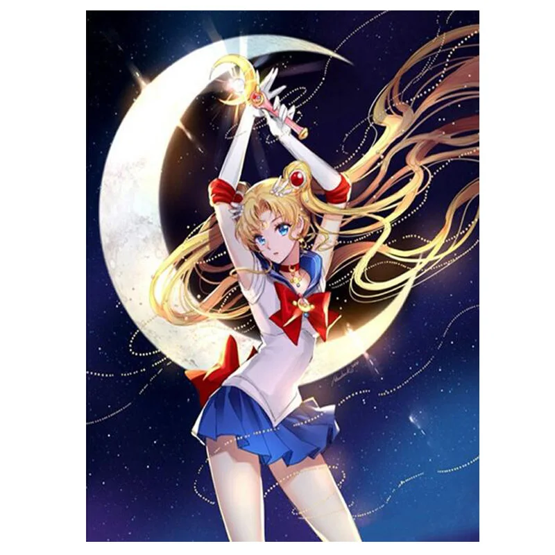 5D DIY Diamond Painting Sailor Moon Photo Mosaic Diamond Embroidery Cartoon Anime Cross Stitch Kit Home Wall Decoration Art Gift
