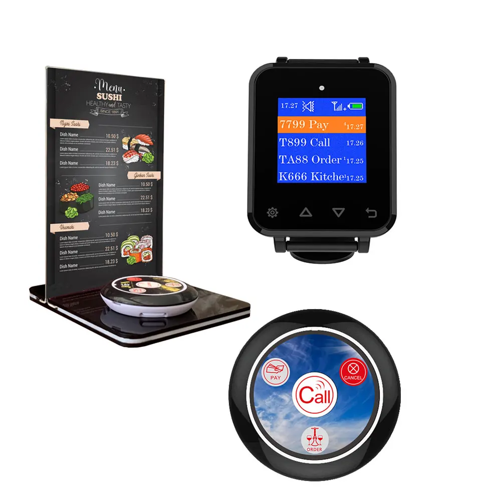 Artom restaurant table menu stand with vibrators for client to call waiter to offer service without using network or blue tooth