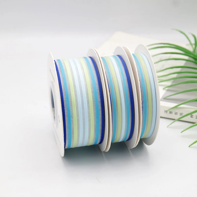 Цветная Полиэстеровая розовая и Радужная полосатая органза 1/25 мм, подарочная лента для упаковки, подарок, банты, декоративная подарочная лента