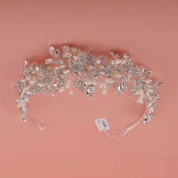 Handmade Fashion Crystal Rhinestone Bridal Headpiece Hair Crown PU Flower Wedding Prom Party Crowns And Tiaras