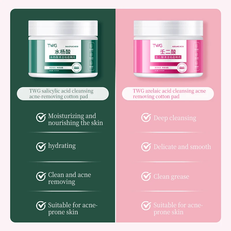 TWG Face Toner Pad Acne Treatment Face Mask Pads Salicylic Acid Moisturizing Cleansing Anti Ance Face Toner Pad