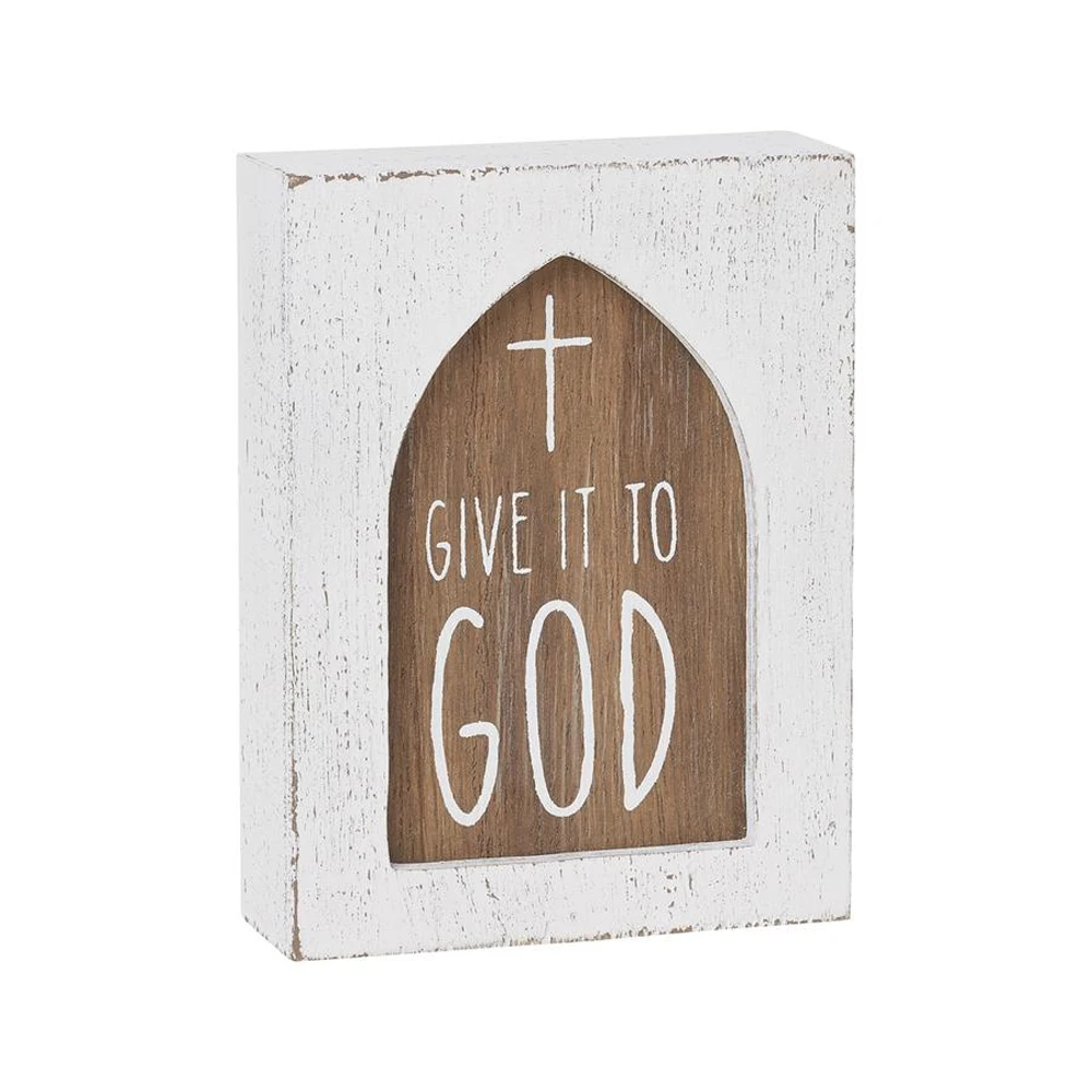 Christian Religious Decor Table Ornament GOD LAYERED BLOCK SIGN Nordic Wooden Desk christmas home decoration