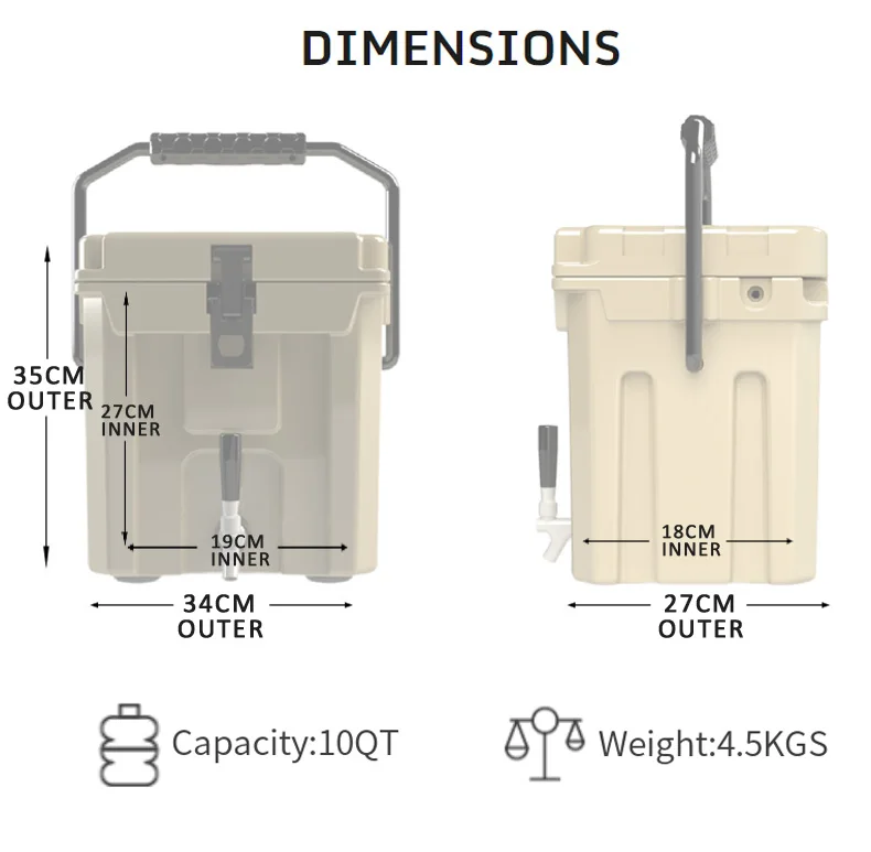 Best seller Portable 2.5Gallon Rotomolded Plastic Outdoor Camping Ice bucket optional water tap