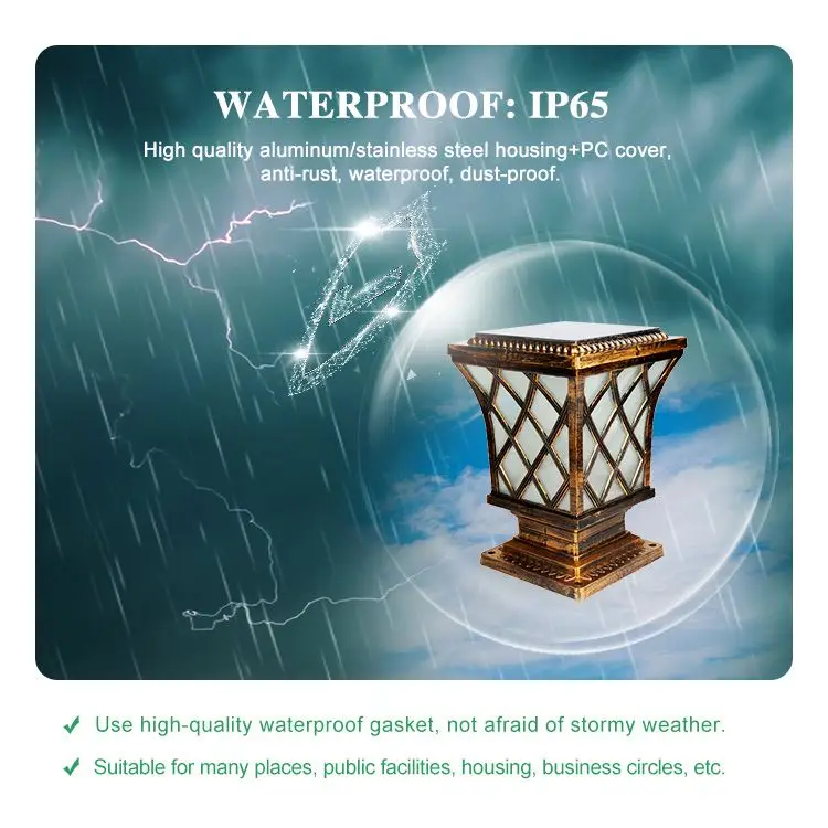 6V high-end aluminum outdoor pillar LED aluminum solar garden light