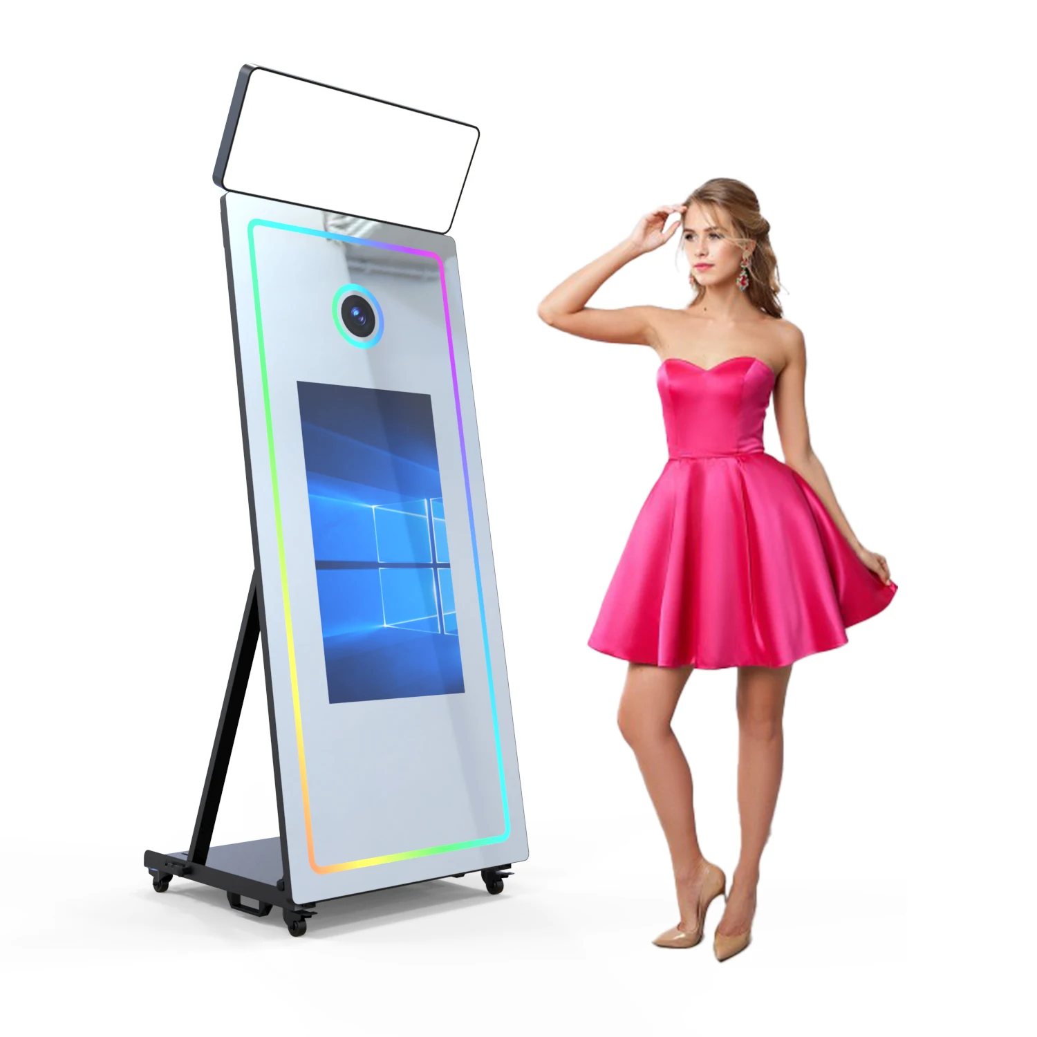 Free Accessories Magic Mirror Photo Booth Selfie System For Party Wedding 65inch Mirror With Touch Screen