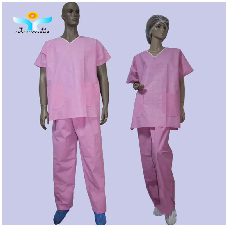 Disposable PP Nonwoven/SMS Printed Surgical Gown/ Isolation Gown Scrub Suits Pockets Medical Uniforms