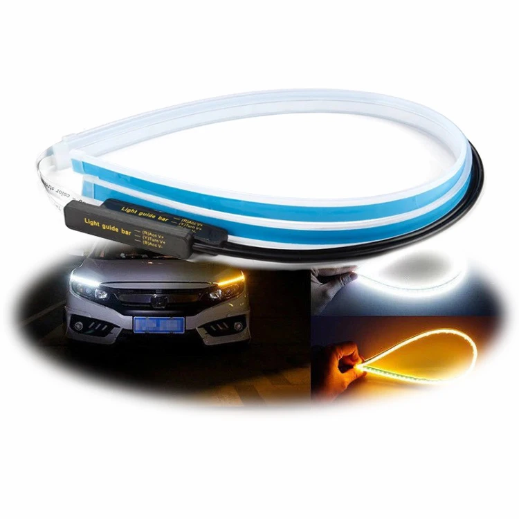 Universal 30cm 45cm 60cm two-color LED Daytime Running Light ,12V flexible strip light DRL,turn signal