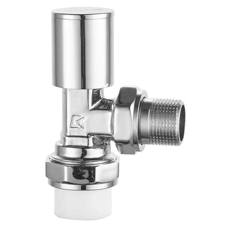 DN15-DN25 presser 1.6Mpa brass chrome Copper plating  Angle manual thermostatic radiator  valve for temperature control 3/4 inch