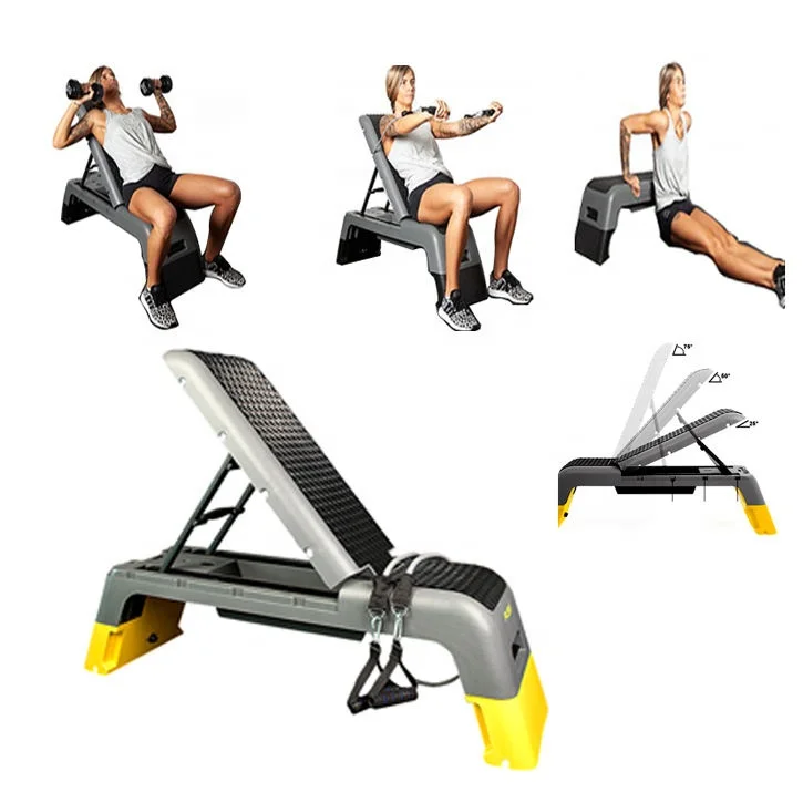 multifunktional box  workout platform  adjustable black fitness step aerobic stepper with rope