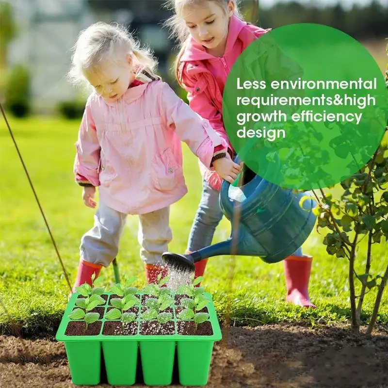 Reusable Gardening Flower Plant Starter Herb Tray Silicone Seed Starting Trays Seed Growing Tray